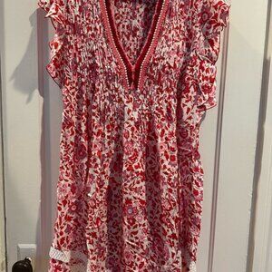 Floral Red and Pink Mini Dress